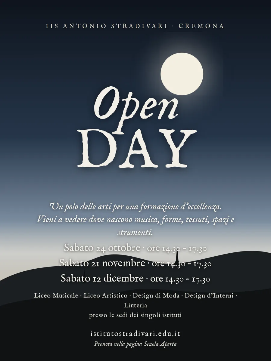 Poster Open Day 2026 in stile Romanticismo