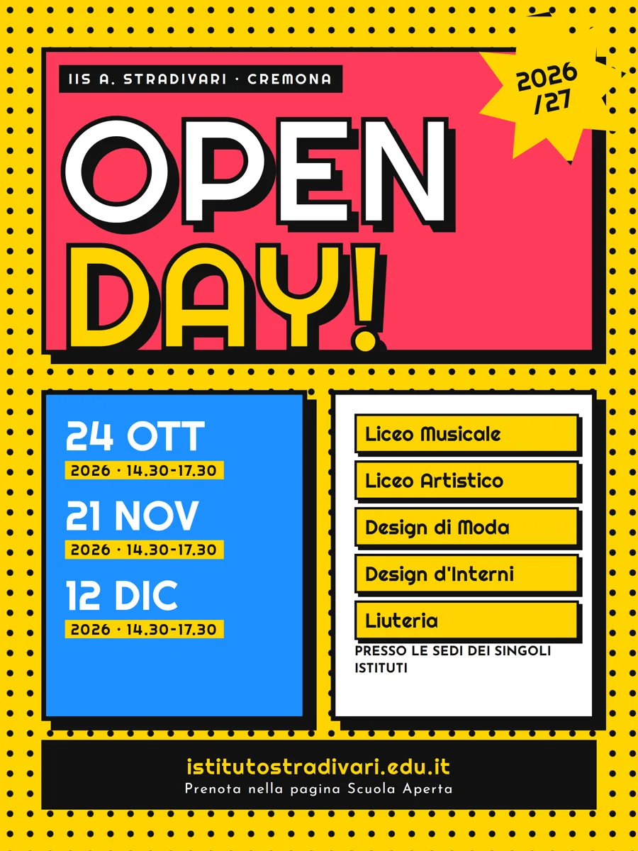 Poster Open Day 2026 in stile Pop Art